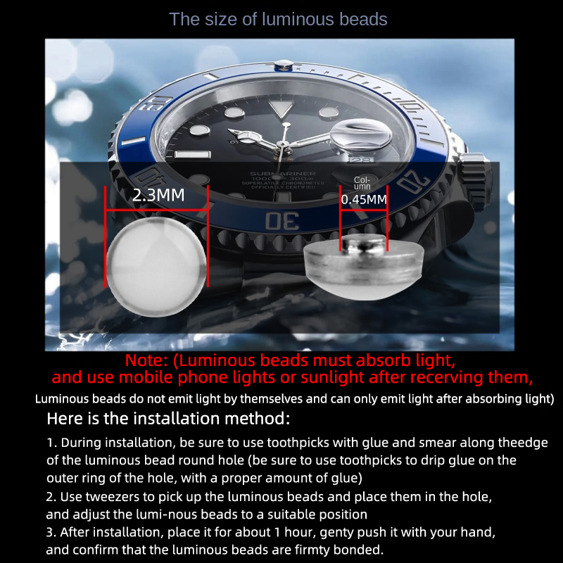 Blue Green Luminous bead Watch - Rolex Watch Submariner review and price