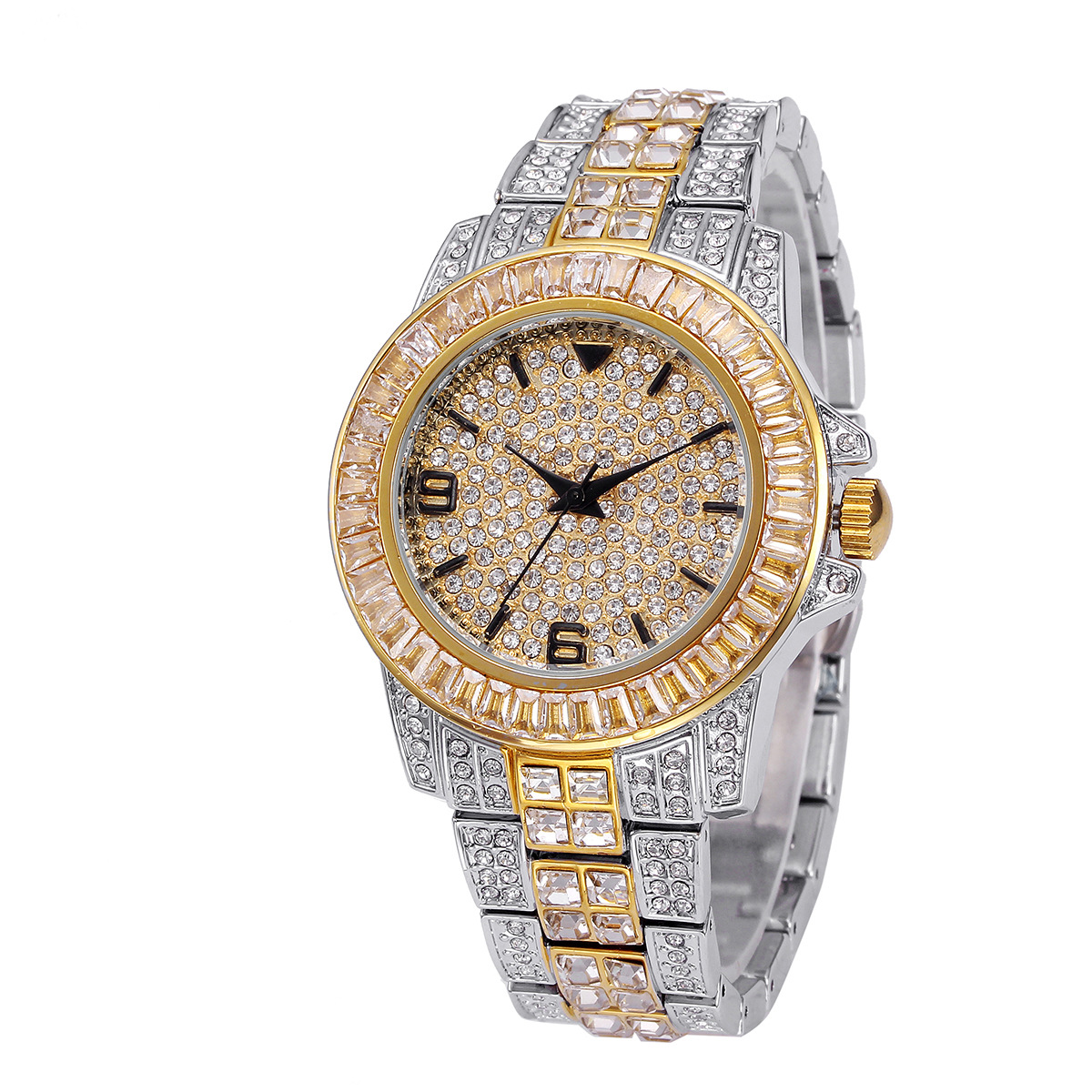 Luxury Full Stone Quartz Watch - Jewelry Watches Men review and price