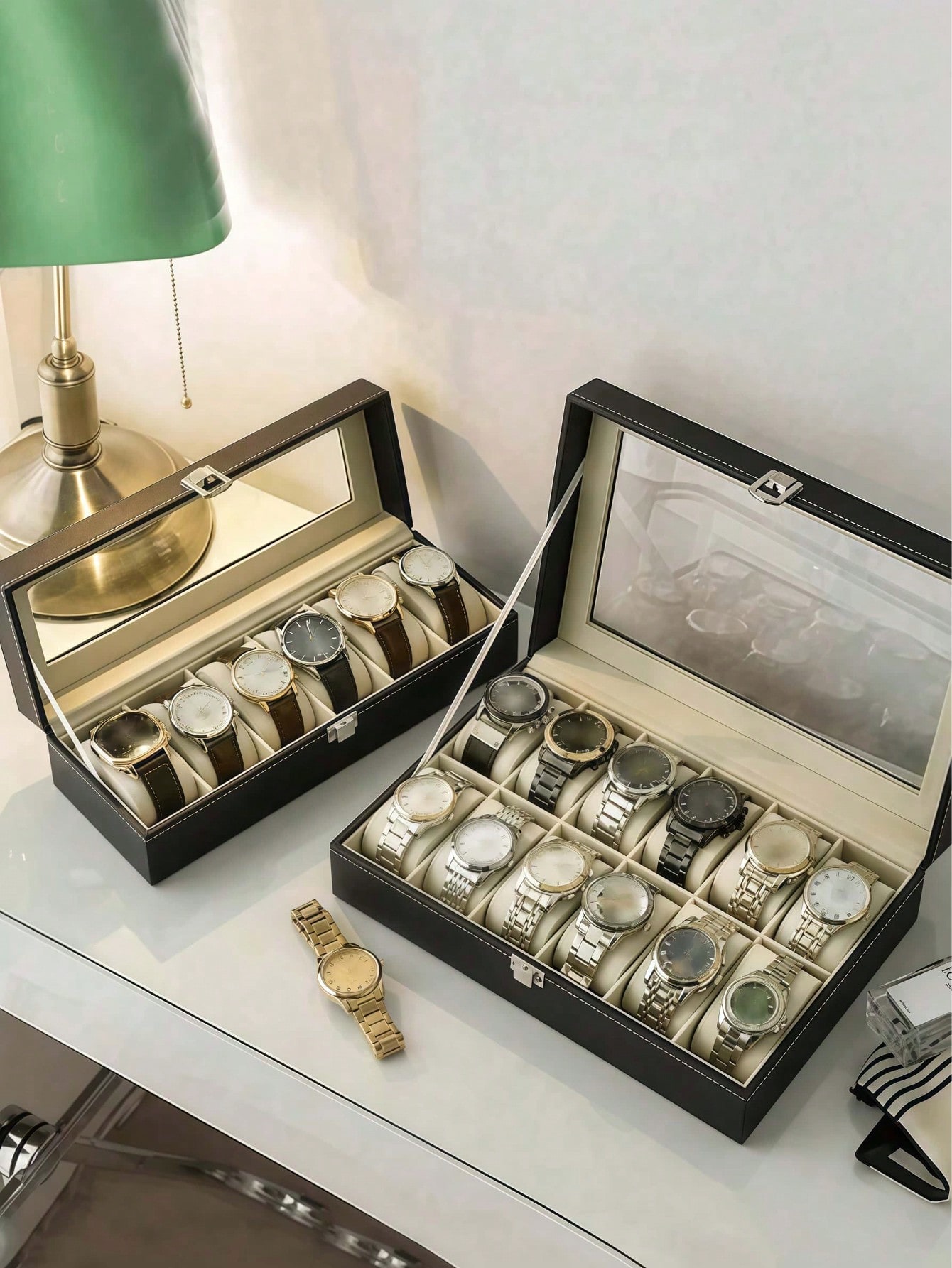 Leather Watch Box with Lock, L - Jewelry Watches Men review and price