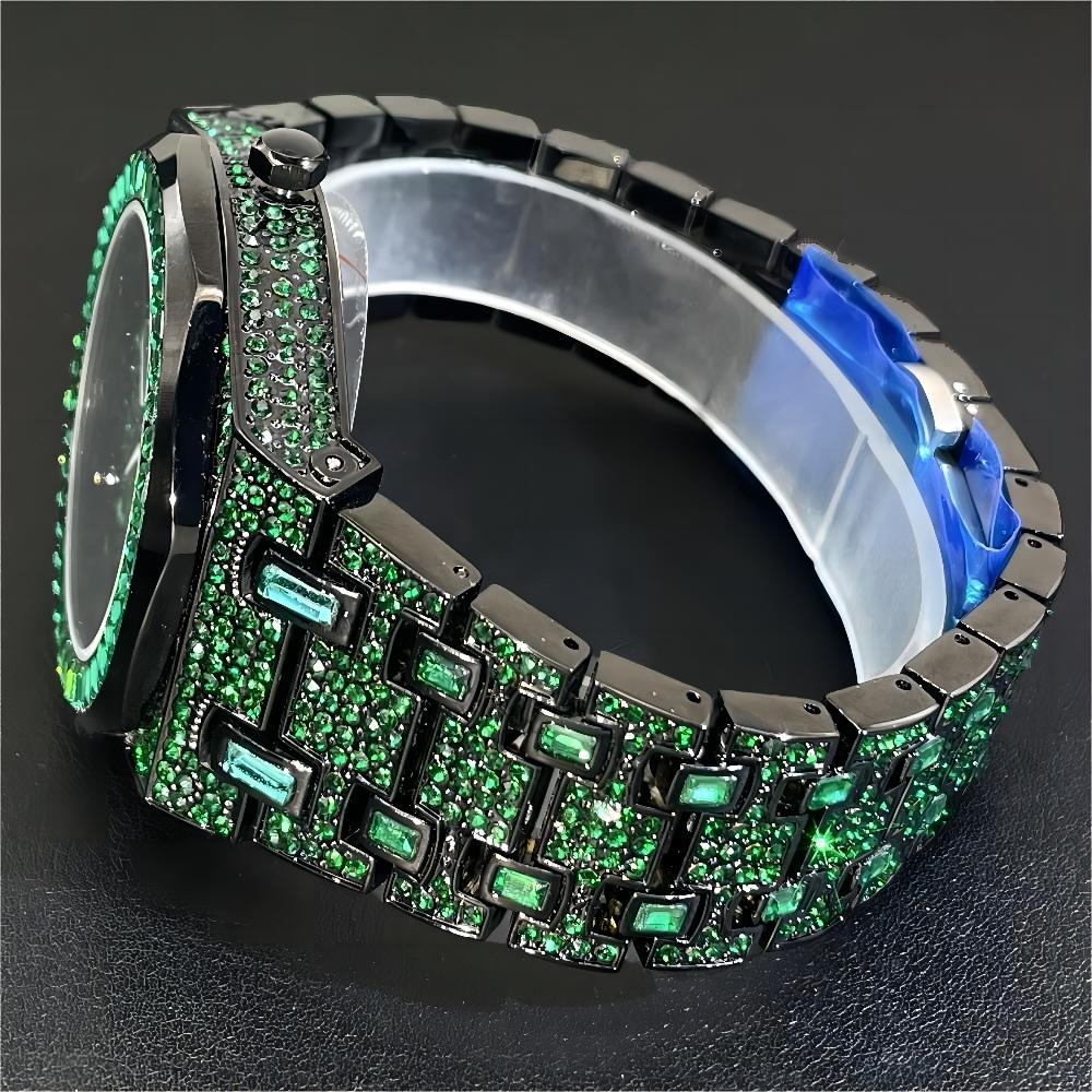 2024 Hip Hop Green Diamond Wat - Jewelry Watches Men review and price